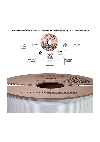 Pla Maker, 1.75MM 1kg 3D Yazıcı Pla Filament (Trafik Beyaz) modelleri