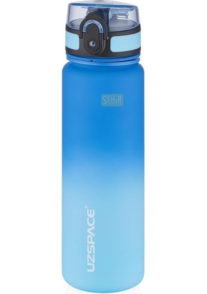 500ML Çift Renkli Sızdırmaz Bpa Içermez Kilitlenebilir Kapaklı Motivasyonel Tritan Su Matarası (Lacivert-Açık Mavi)