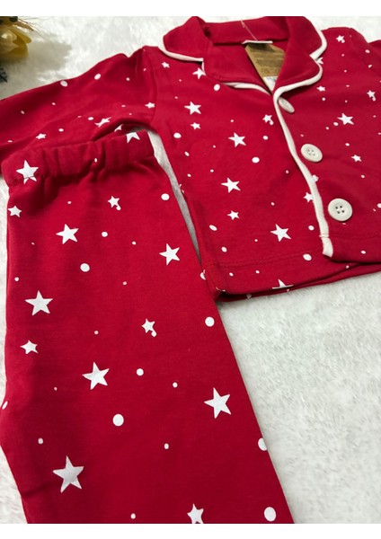 Tuembaby %100PAMUK Uzun Kollu Yıldız Baskılı Düğmeli Unisex Bebek Pijama Takımı fırsatları