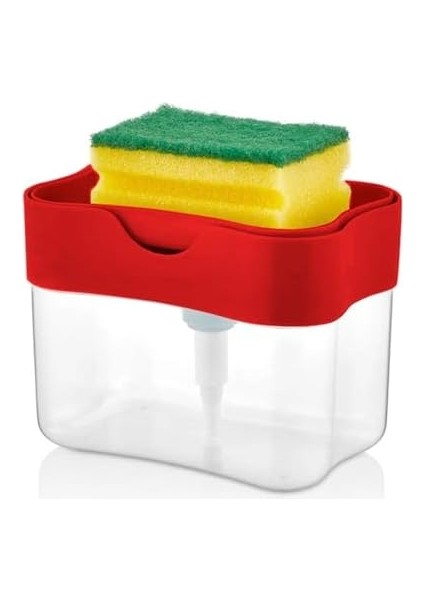 Org-98 Deterjan Hazneli Pompalı Süngermatik - Sıvı Sabunluk Deterjanlık Organizer - Kırmızı fiyatları