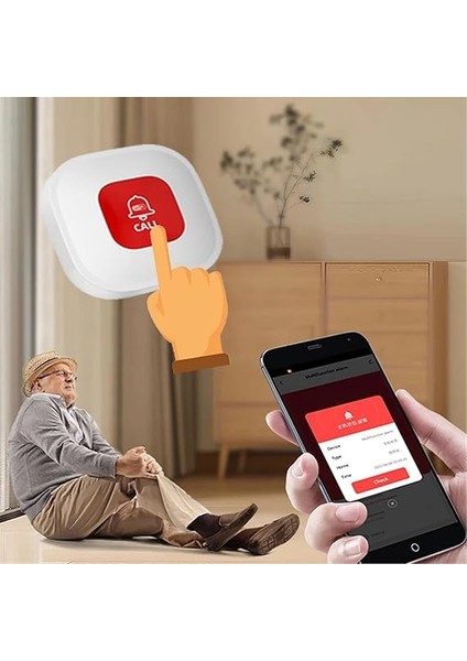 Wifi Acil Durum Butonu Yaşlı Alarmı Sos Acil Durum Çağrısı Bir Alarm Taşınabilir Kablolu Wifi Çağrı Cihazı Alarm Butonu 2.4g Wifi Alarmı Beyaz fırsatları