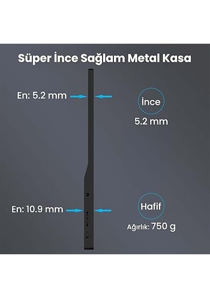 Npm6 15.6" IPS Fhd 5ms 60Hz Type-C Telefon ve Oyun Konsolu Uyumlu Metal Kasa Taşınabilir Monitör fırsatları