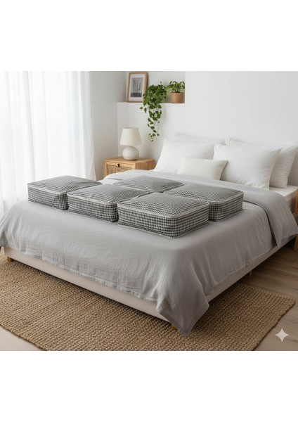 5'li Kaz Ayağı Büyük Baza Altı & Çekyat Tipi Tela Hurç 65X45X22 cm – Fermuarlı Saklama ve Düzenleme Hurcu