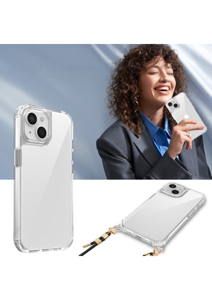 iPhone 15 Kılıf Airbagli Takılabilir Askı Aparatlı Nxxa Snap Silikon Kapak-Şeffaf fırsatları