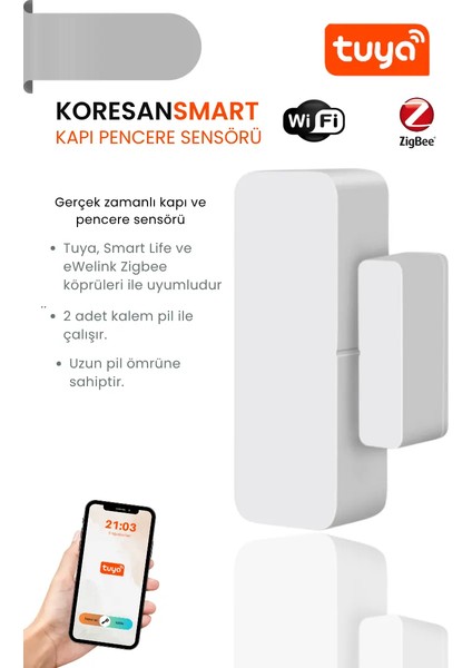 Tuya Kapı Pencere Sensörü Wifi Zigbee