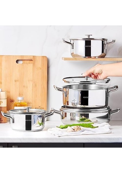 Alaz 8 Parça Çelik Tencere Seti modelleri