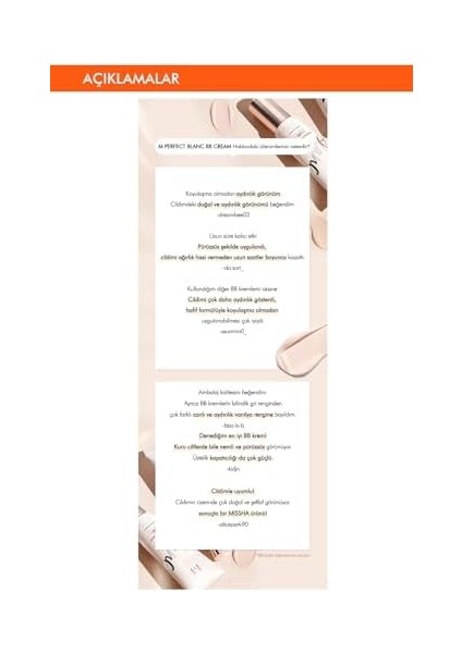 Mıssha Aydınlatıcı&ton Eşitleyici Çok Fonksiyonlu Bb Krem M Perfect Blanc Bb Cream SPF50+/PA++++ 22/beige modelleri