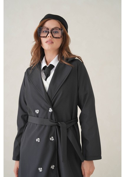 Su Geçirmez Kruvaze Yaka Sık Dokuma Kadın Trençkot fırsatları