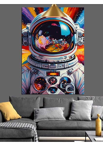 Uzay Boşluğunda Süzülen Astronot Figürü Dekoratif Kanvas - Mdf Ahşap Tablo fiyatları