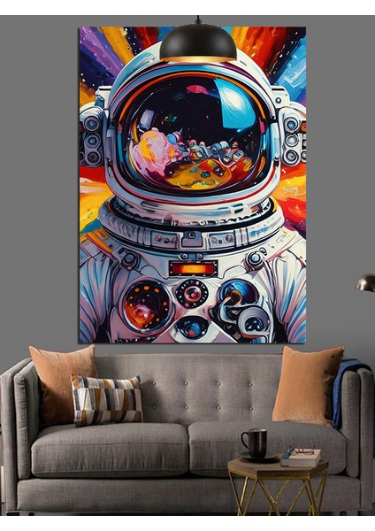 Uzay Boşluğunda Süzülen Astronot Figürü Dekoratif Kanvas - Mdf Ahşap Tablo fırsatları