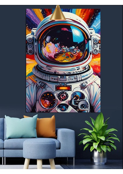 Uzay Boşluğunda Süzülen Astronot Figürü Dekoratif Kanvas - Mdf Ahşap Tablo indirimleri
