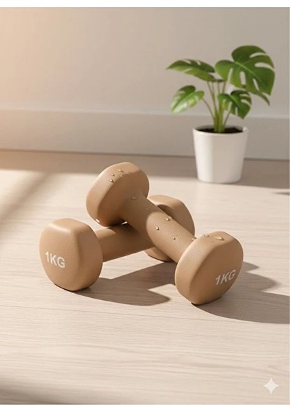 Vinly Neoprene Kaplamalı Döküm Demir Dambıl Estetik Soft Pilates Fitness Ağırlığı 2 Adet x 1 kg