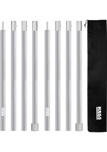 Ayarlanabilir Tarp Tente Direkleri, 2`li Set, Teleskopik Alüminyum Çadır Gölgelik Branda Direkleri, Kamp Direği Katlanabilir Hafif Karavan Araç Yan Tente Direği - Gümüş