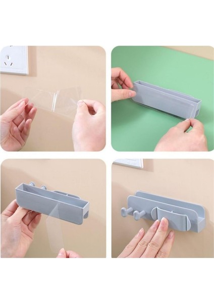Kendinden Yapışkanlı Duvar Tipi Telefon Şarj Kablo Düzenleyici Çok Amaçlı Mini Telefon (2 Gri)