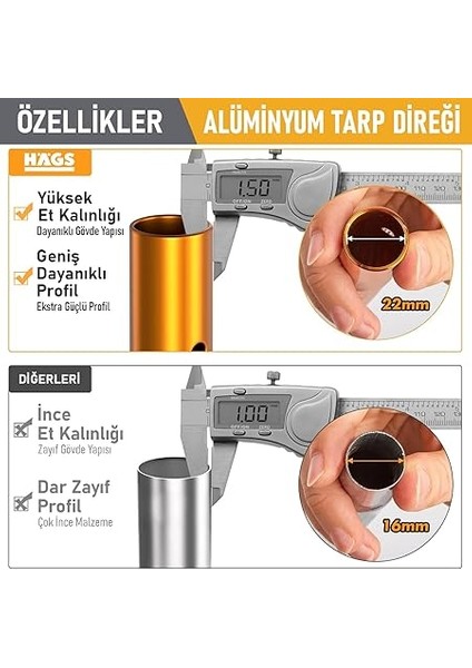 Ayarlanabilir Tarp Tente Direkleri, 2`li Set, Teleskopik Alüminyum Çadır Gölgelik Branda Direkleri, Kamp Direği Katlanabilir Hafif Karavan Araç Yan Tente Direği - Gümüş modelleri