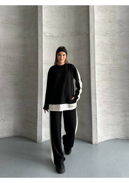 Kadın Şerit Detaylı Oversize Eşofman Takımı