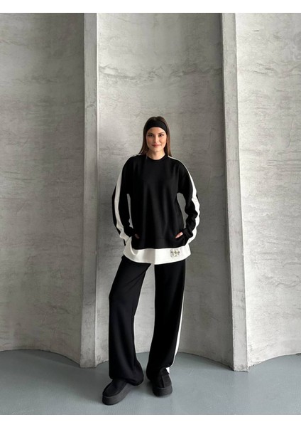 Kadın Şerit Detaylı Oversize Eşofman Takımı fırsatları