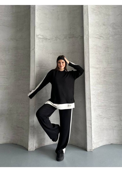 Kadın Şerit Detaylı Oversize Eşofman Takımı