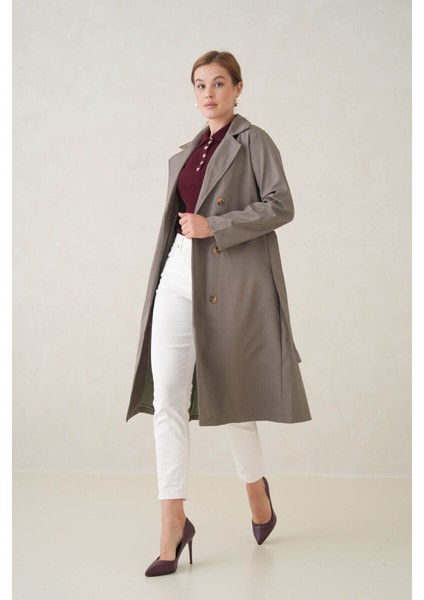 Su Geçirmez Kruvaze Yaka Sık Dokuma Kadın Trençkot modelleri