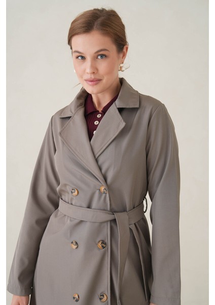 Su Geçirmez Kruvaze Yaka Sık Dokuma Kadın Trençkot fırsatları