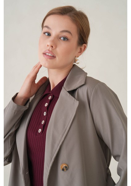 Su Geçirmez Kruvaze Yaka Sık Dokuma Kadın Trençkot indirimleri