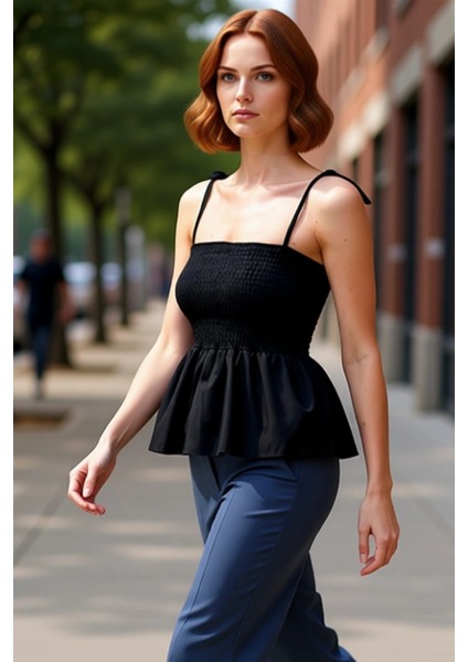 Kadın Pamuklu Peplum Bluz Zarif Askıları ve Rahat Kesimiyle Günlük Şıklık Kaliteli Şık Rahat modelleri