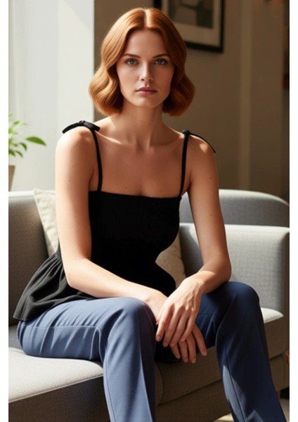 Kadın Pamuklu Peplum Bluz Zarif Askıları ve Rahat Kesimiyle Günlük Şıklık Kaliteli Şık Rahat fırsatları