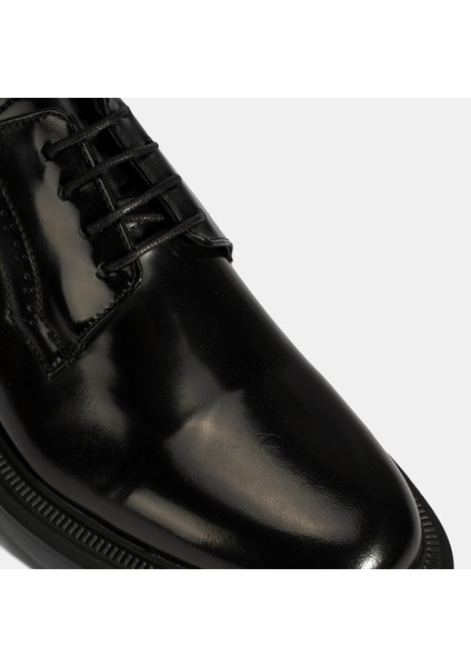 Erkek Siyah Bağcıklı Deri Klasik Ayakkabı