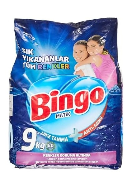 Bingo Matik Sık Yıkananlar 60 Yıkama Toz Çamaşır Deterjanı (1 x 9 Kg)
