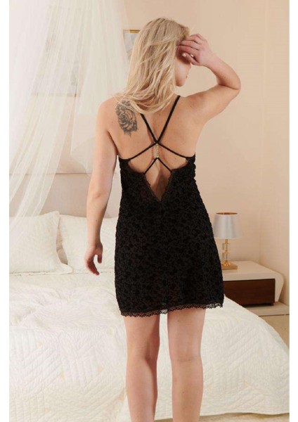 Kadın Şık Rahat Fantezi Gecelik - Siyah fiyatları