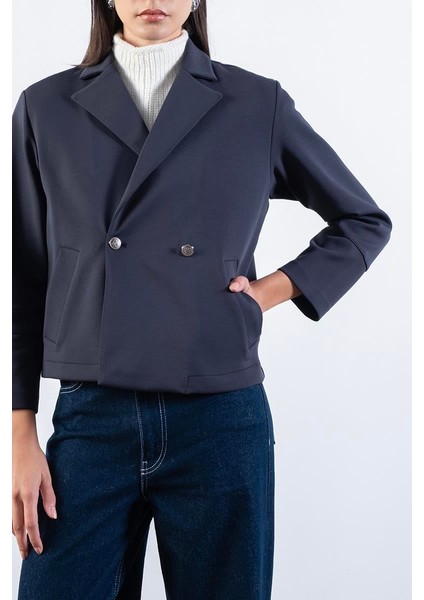 Erinela Klasik Yaka Kruvaze Mini Ceket Antrasit fiyatları