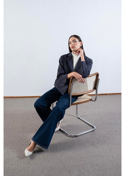 Erinela Klasik Yaka Kruvaze Mini Ceket Antrasit fırsatları