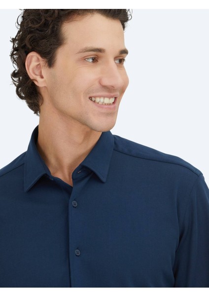 Lacivert Düz Regular Fit Dokuma Casual %100 Pamuk Gömlek modelleri