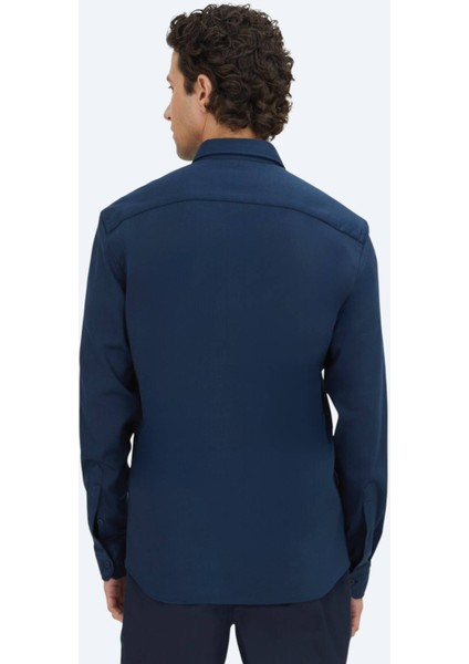 Lacivert Düz Regular Fit Dokuma Casual %100 Pamuk Gömlek indirimleri