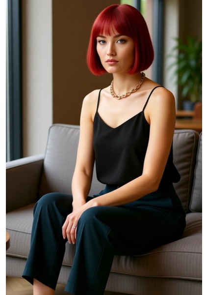 Kadın V Yaka Ince Askılı Düz Dokuma Bluz Günlük Şıklık ve Konfor Kaliteli Şık Rahat Modern fiyatları