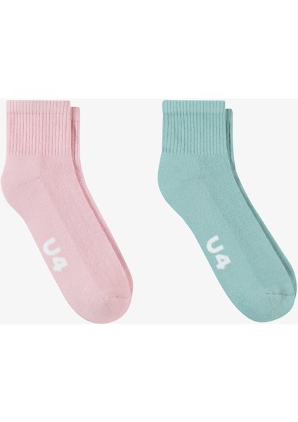 Unıted4 Street Essentials Mid-Crew Kadın Pembe/yeşil 2'li Çorap