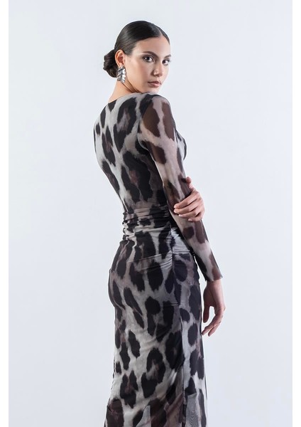 Stellan Degaje Yaka Yanları Büzgülü Elbise Siyah fırsatları