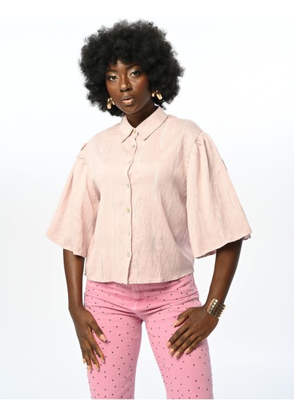 Kısa Kol Pudra Renk Gömlek