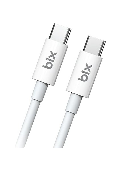 BX08CC 100W 5gbps E-Mark Çipli Type-C To Type-C Pd Şarj ve Data Kablosu 2 Metre Beyaz