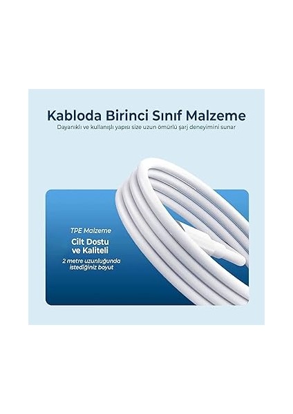 BX08CC 100W 5gbps E-Mark Çipli Type-C To Type-C Pd Şarj ve Data Kablosu 2 Metre Beyaz modelleri