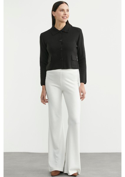 Düğmeli Cep Detaylı Triko Ceket - Siyah fiyatları