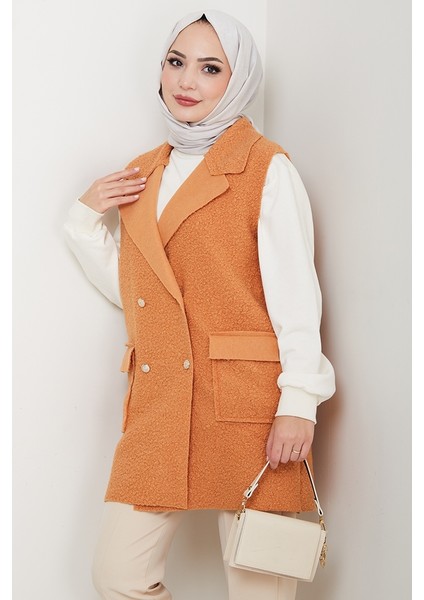 Kapak Cepli Düğmeli Yelek 1649 - Taba modelleri