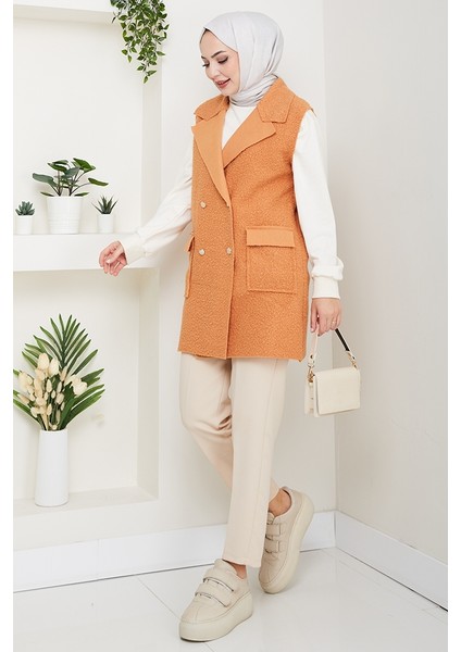 Kapak Cepli Düğmeli Yelek 1649 - Taba fırsatları