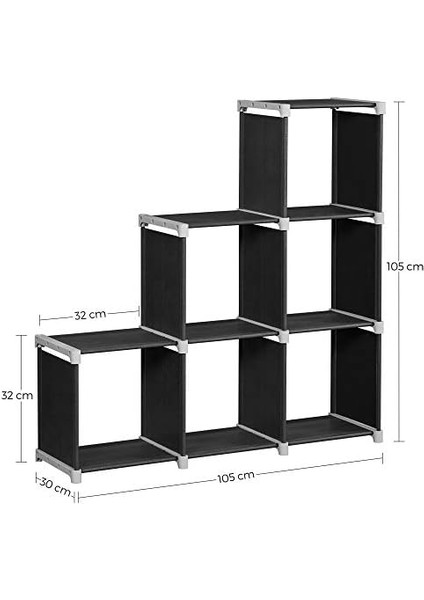 6&apos;lı Küp Kitaplık, Dıy, Oturma Odası Için Organizatör, Siyah LSN63H modelleri