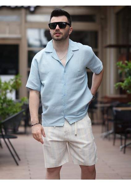 Erkek Relax Fit Kısa Kollu Keten Gömlek fiyatları