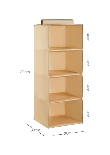 Textile 4 Katlı Bej Dolap Içi Düzenleyici 30 x 30 x 80 cm fiyatları