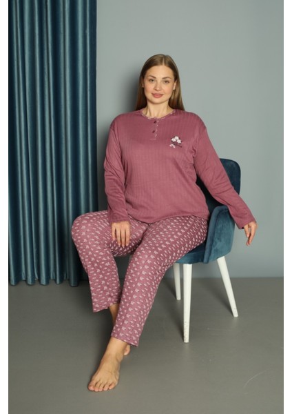 Fitilli Viskon Kışlık Kalın Battal/büyük Beden Pijama Takımı