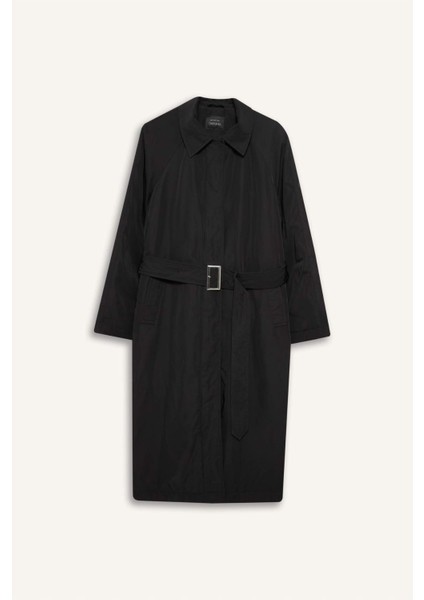 Regular Fit Kemerli Fermuarlı Uzun Trençkot F2100AX25WN