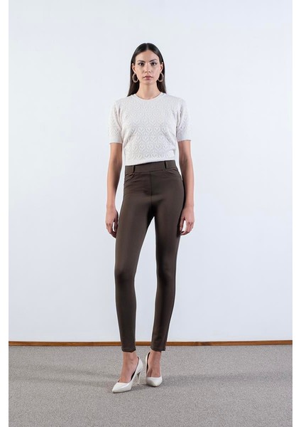 Ivanda Yüksek Bel Lastikli Pantolon Haki