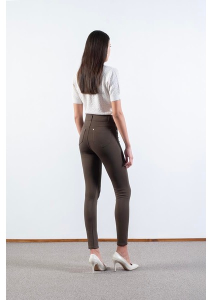 Ivanda Yüksek Bel Lastikli Pantolon Haki fırsatları